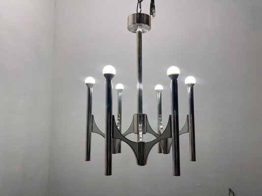 Italian Chrome Chandelier by Gaetano Sciolari, 1970s-JJC-1774364