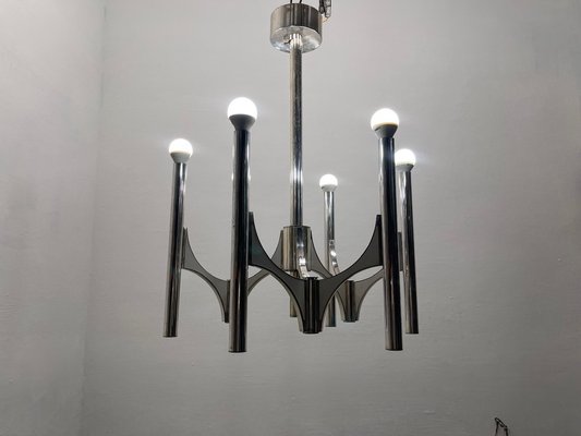 Italian Chrome Chandelier by Gaetano Sciolari, 1970s-JJC-1774364