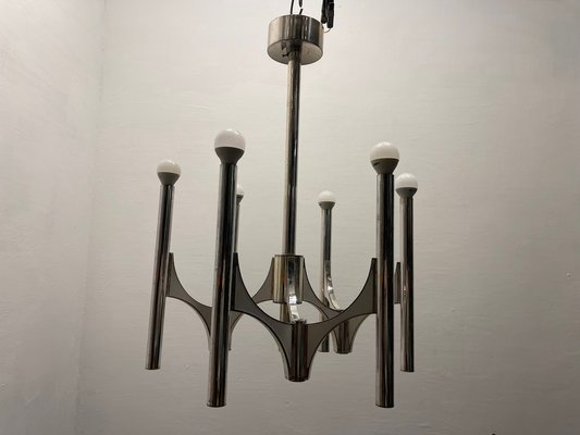 Italian Chrome Chandelier by Gaetano Sciolari, 1970s-JJC-1774364