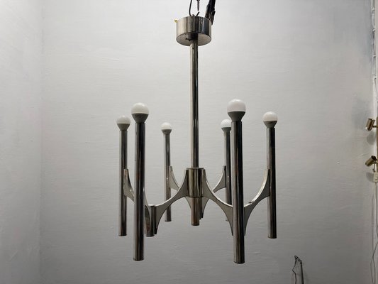 Italian Chrome Chandelier by Gaetano Sciolari, 1970s-JJC-1774364