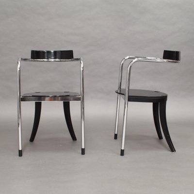 Italian Chrome Dining Chairs by David Palterer for Zanotta, 1980s, Set of 2-TE-647284