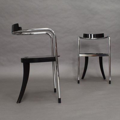 Italian Chrome Dining Chairs by David Palterer for Zanotta, 1980s, Set of 2-TE-647284