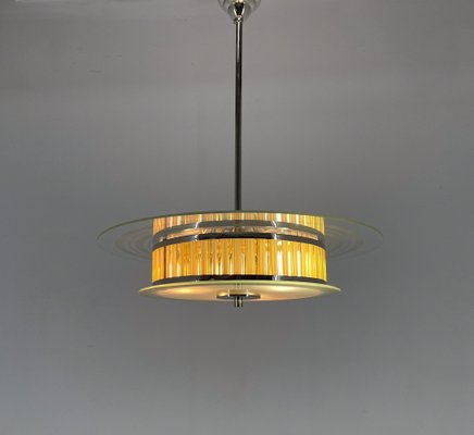 Italian Chrome & Glass Ceiling Light, 1940s-TZ-1735616