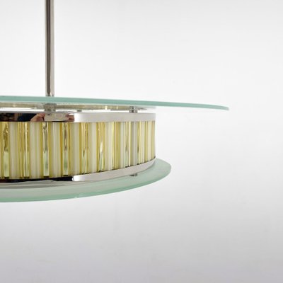 Italian Chrome & Glass Ceiling Light, 1940s-TZ-1735616