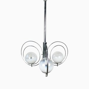 Italian Chrome & Murano Glass Pendant Light, 1970s-LYQ-1171820