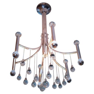 Italian Chrome Plated with Glass Balls Chandelier by Gaetano Sciolari, 1960s-POM-1309320