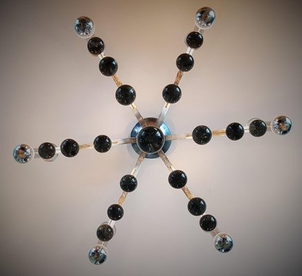 Italian Chrome Plated with Glass Balls Chandelier by Gaetano Sciolari, 1960s-POM-1309320