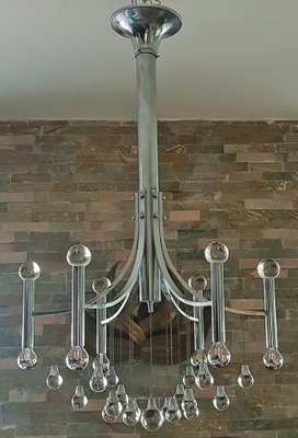 Italian Chrome Plated with Glass Balls Chandelier by Gaetano Sciolari, 1960s-POM-1309320