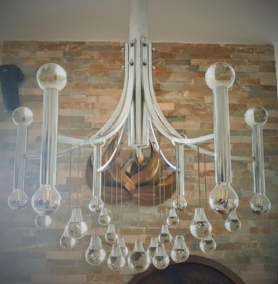 Italian Chrome Plated with Glass Balls Chandelier by Gaetano Sciolari, 1960s-POM-1309320