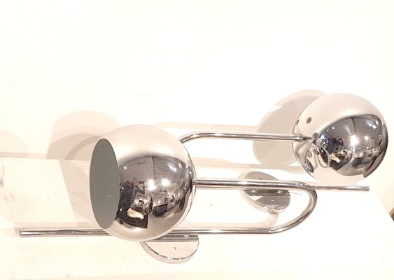 Italian Chrome Sconces Attributed to Gino Sarfatti, 1970s, Set of 2-PCJ-619824