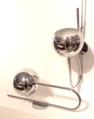 Italian Chrome Sconces Attributed to Gino Sarfatti, 1970s, Set of 2-PCJ-619824