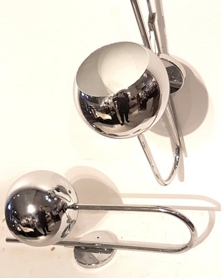 Italian Chrome Sconces Attributed to Gino Sarfatti, 1970s, Set of 2-PCJ-619824