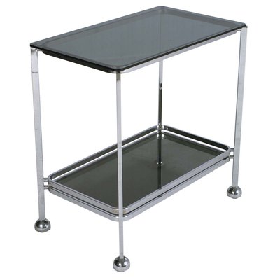 Italian Chrome Steel & Glass Trolley Bar Cart, 1970s-NJV-903768