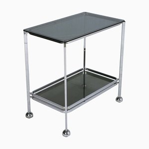 Italian Chrome Steel & Glass Trolley Bar Cart, 1970s-NJV-903768