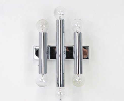 Italian Chrome Wall Sconces in the Style of Sciolari, 1970s, Set of 2-UGR-1086071