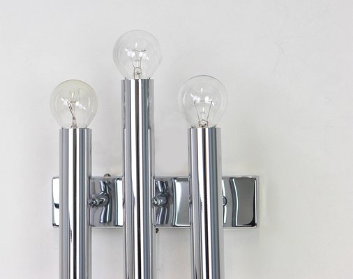 Italian Chrome Wall Sconces in the Style of Sciolari, 1970s, Set of 2-UGR-1086071