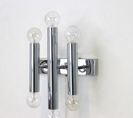 Italian Chrome Wall Sconces in the Style of Sciolari, 1970s, Set of 2-UGR-1086071