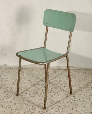 Italian Chromed Metal and Green Formica Dining Chair, 1950s-RAQ-674482