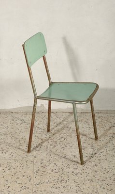 Italian Chromed Metal and Green Formica Dining Chair, 1950s-RAQ-674482