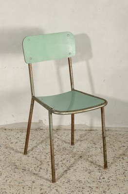 Italian Chromed Metal and Green Formica Dining Chair, 1950s-RAQ-674482