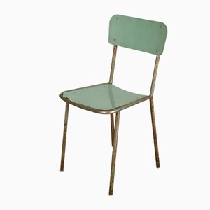 Italian Chromed Metal and Green Formica Dining Chair, 1950s-RAQ-674482