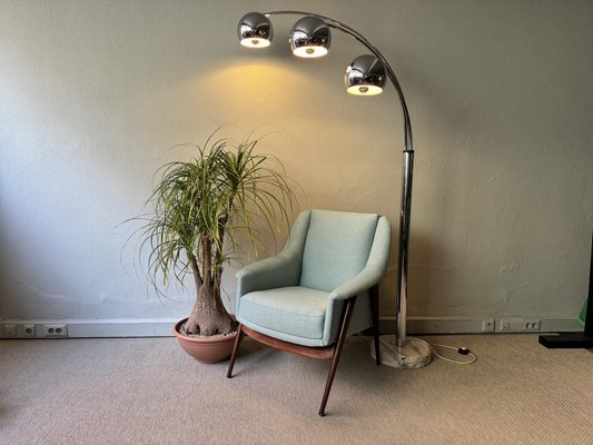 Italian Chromed Steel Floor Lamp with Three Arms attributed to Goffredo Reggiani, 1970s-SBP-1819483