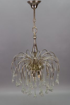 Italian Clear Murano Glass and Chromed Brass Three-Light Waterfall Chandelier, 1970s-KEG-1718795