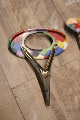 Italian Coat Hangers in Brass & Colored Plastic, 1950s, Set of 5-EH-1318633