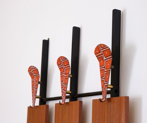 Italian Coat Rack with Hand-Painted Hangers, 1950s-KJ-2035944