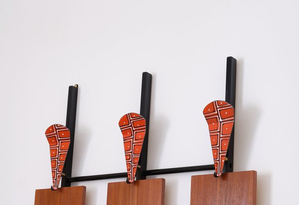 Italian Coat Rack with Hand-Painted Hangers, 1950s-KJ-2035944