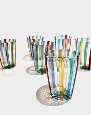 Italian Cocktail Glasses in the style of Gio Ponti for Murano Verre, 2004, Set of 7-TKI-1798004