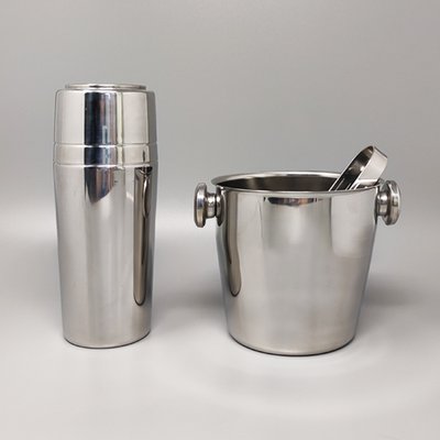 Italian Cocktail Shaker with Ice Bucket from Mepra, 1970s, Set of 3-QGR-1311235