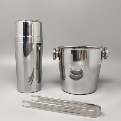 Italian Cocktail Shaker with Ice Bucket from Mepra, 1970s, Set of 3-QGR-1311235