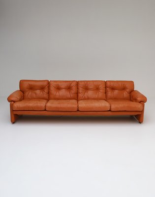 Italian Cognac Leather Coronado Sofa by Tobia & Afra Scarpa for B&B Italia / C&B Italia, 1970s-CF-843288