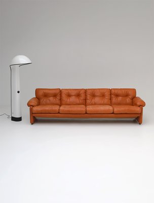 Italian Cognac Leather Coronado Sofa by Tobia & Afra Scarpa for B&B Italia / C&B Italia, 1970s-CF-843288