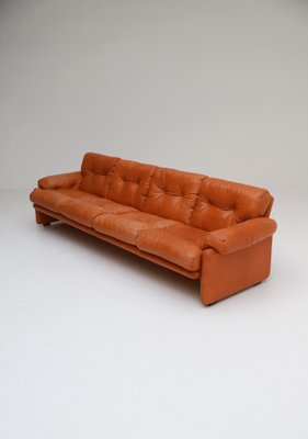 Italian Cognac Leather Coronado Sofa by Tobia & Afra Scarpa for B&B Italia / C&B Italia, 1970s-CF-843288