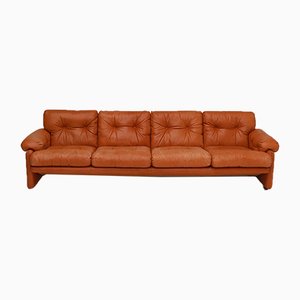 Italian Cognac Leather Coronado Sofa by Tobia & Afra Scarpa for B&B Italia / C&B Italia, 1970s-CF-843288