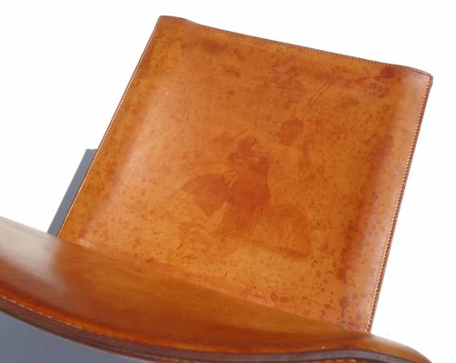 Italian Cognac Leather Design Chair, 1970s-GKB-1073157