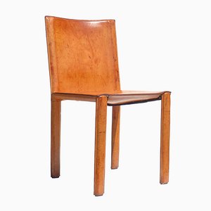 Italian Cognac Leather Design Chair, 1970s-GKB-1073157