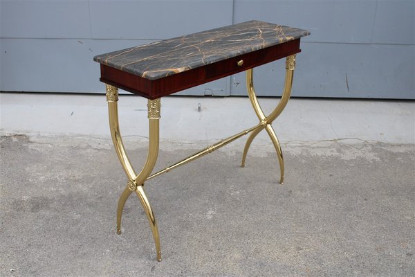 Italian Console in Wood, Brass & Portoro Marble by Paolo Buffa, 1950s-EH-1330919