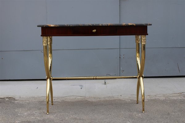 Italian Console in Wood, Brass & Portoro Marble by Paolo Buffa, 1950s-EH-1330919