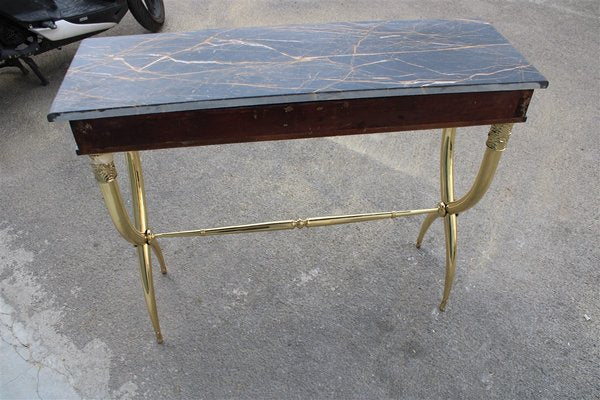 Italian Console in Wood, Brass & Portoro Marble by Paolo Buffa, 1950s-EH-1330919