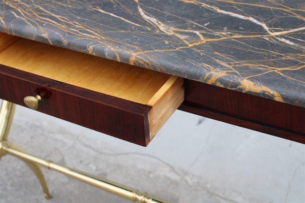 Italian Console in Wood, Brass & Portoro Marble by Paolo Buffa, 1950s-EH-1330919