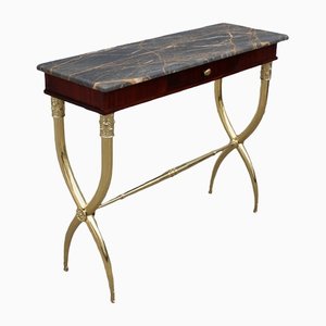 Italian Console in Wood, Brass & Portoro Marble by Paolo Buffa, 1950s-EH-1330919