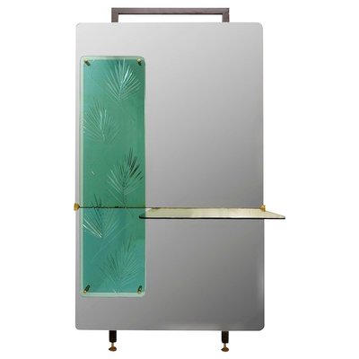 Italian Console Mirror with Decorative Panel, 1960s-FGA-923943