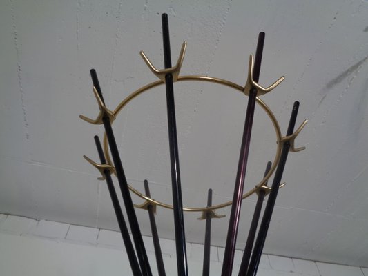 Italian Copper & Steel Tubular Coat Rack, 1950s-RDW-695004