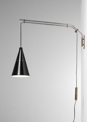 Italian Counterweight Wall Light in Brass and Metal attributed to Oluce, 1950s-YU-1808229