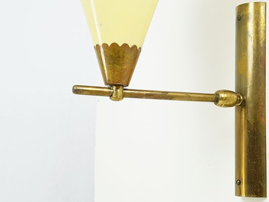 Italian Cream Aluminum & Brass Adjustable Sconce, 1950s-RD-1735177