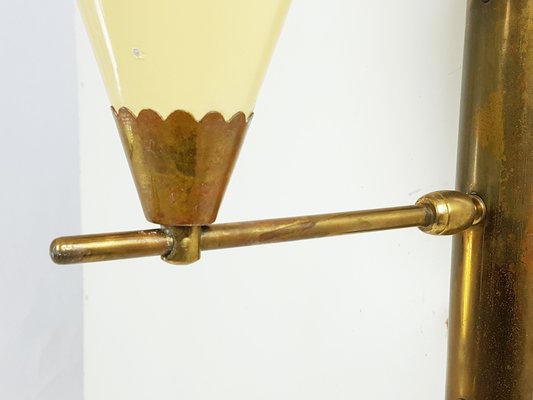 Italian Cream Aluminum & Brass Adjustable Sconce, 1950s-RD-1735177