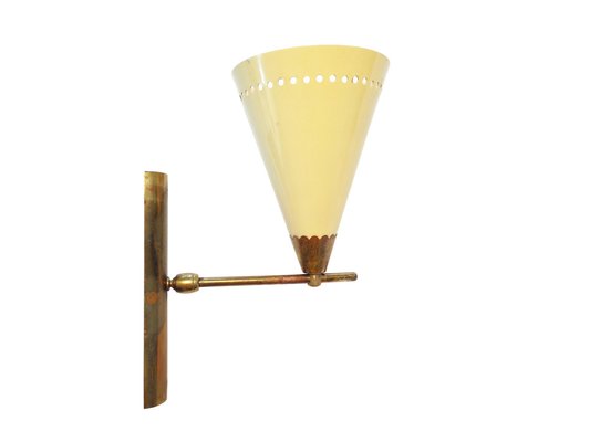 Italian Cream Aluminum & Brass Adjustable Sconce, 1950s-RD-1735177